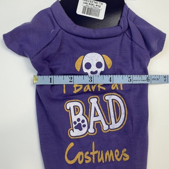 Novelty Pet Halloween Tee Small "I Bark At Bad Costumes" Purple Dog Costume NEW - Picture 8 of 8